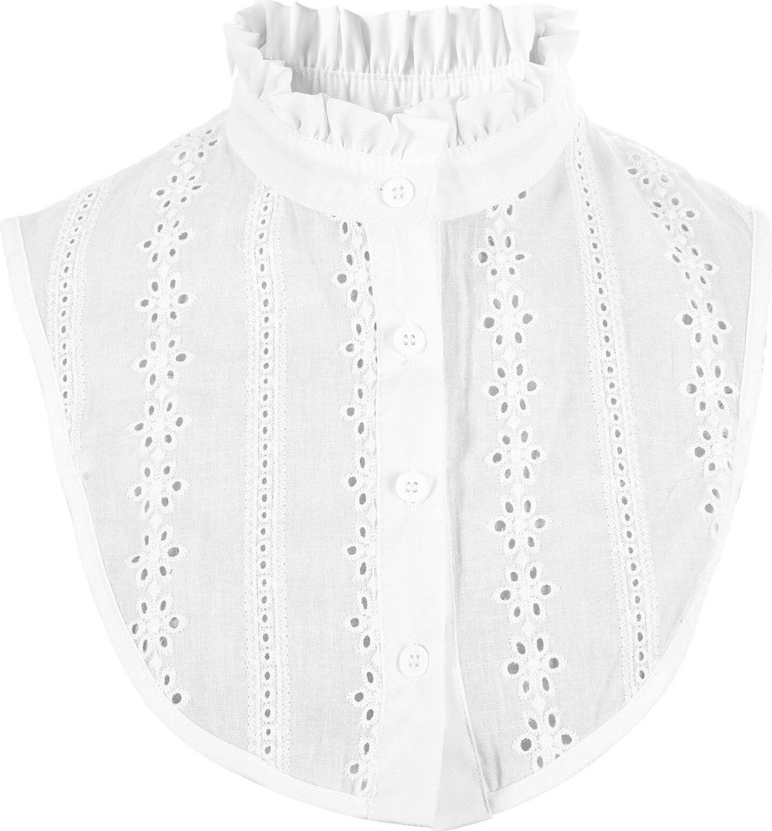 Dames Los Kraagje - Wit - Broderie - Opstaande Ruffle Kraag