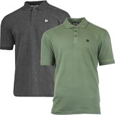 2-Pack Donnay Polo - Sportpolo - Heren - Charcoal marl/Army Green - maat L