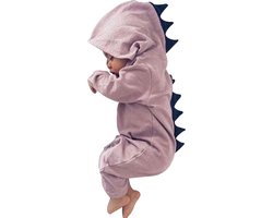 Budino® - Dino Draak - Baby Onesie - Baby Romper - Baby Pyjama - Baby Pakje - Baby Verkleedkleding - Carnavalskleding - Dier - Roze - maat 80