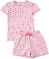 Little Label Pyjama Meisjes Maat 122-128 - roze, lila - Zachte BIO Katoen - Shortama - 2-delige zomer pyama meisjes - Print