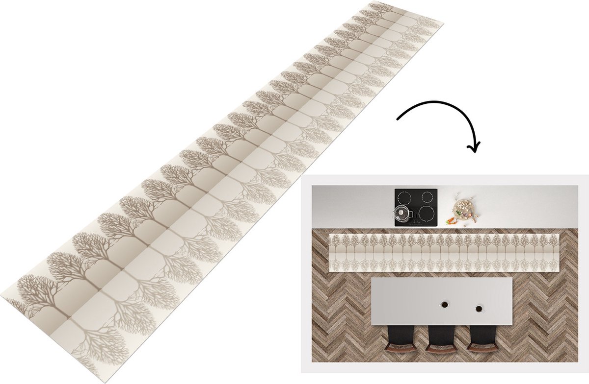 KitchenYeah Keukenloper - Keukenmat - Design - Bomen - Bos - 360x60 cm - Keuken vloerkleed Multicolor