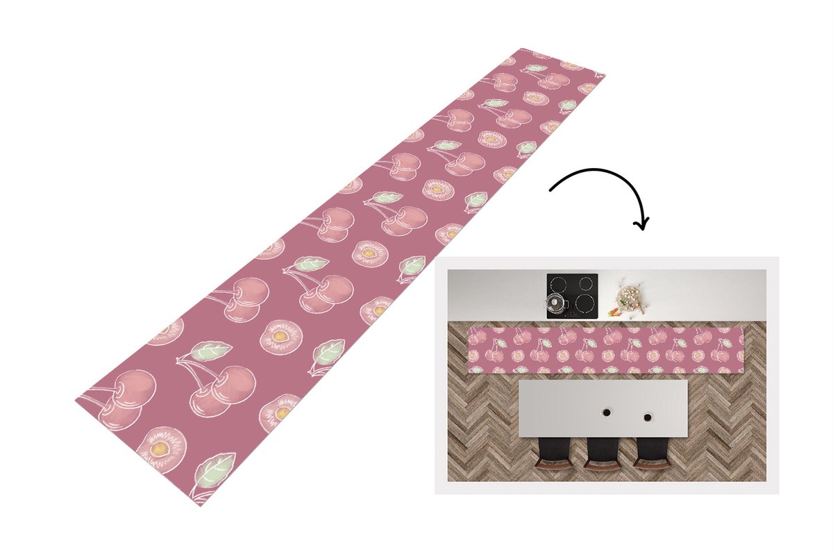 KitchenYeah Keukenloper - Keukenmat - Design - Kers - Patroon - Keuken vloerkleed Multicolor