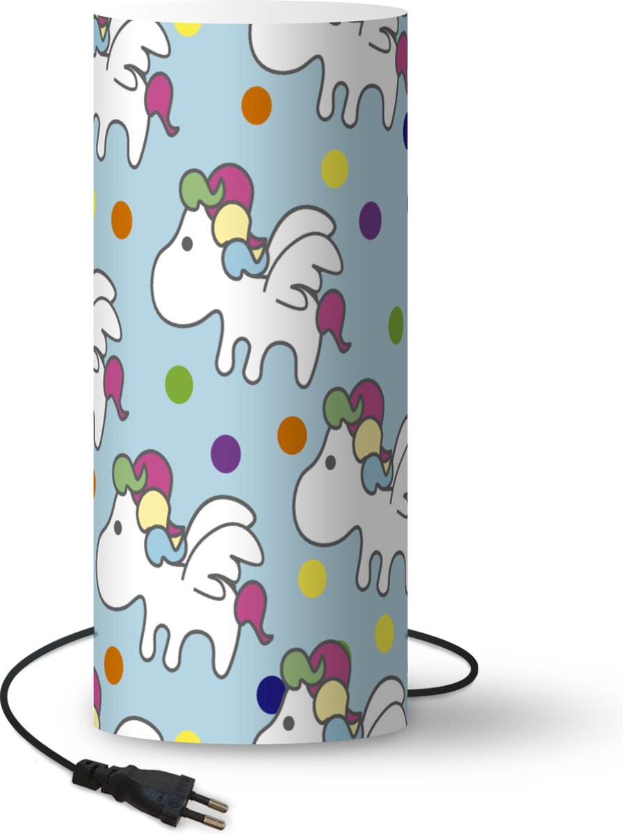 Lamp - Nachtlampje - Tafellamp slaapkamer - Unicorn - Patronen - Kind - 54 cm hoog - Ø22.9 cm - Inclusief LED lamp
