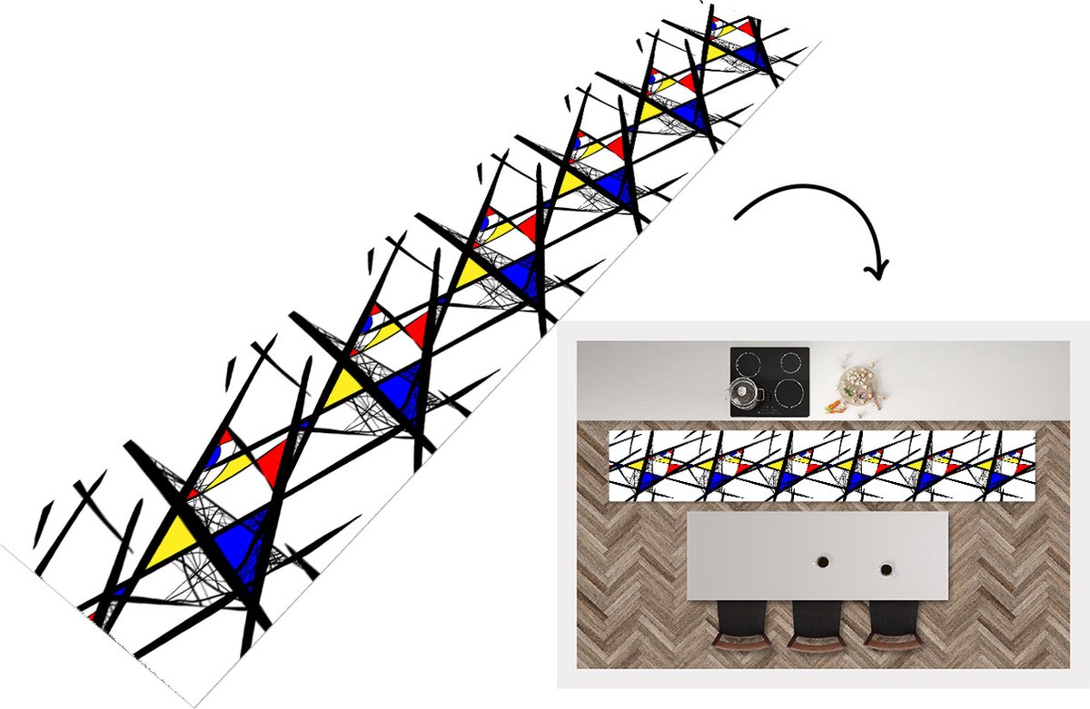 KitchenYeah Keukenloper - Keukenmat - Patronen - Abstract - Kunst - 360x60 cm - Keuken vloerkleed Multicolor