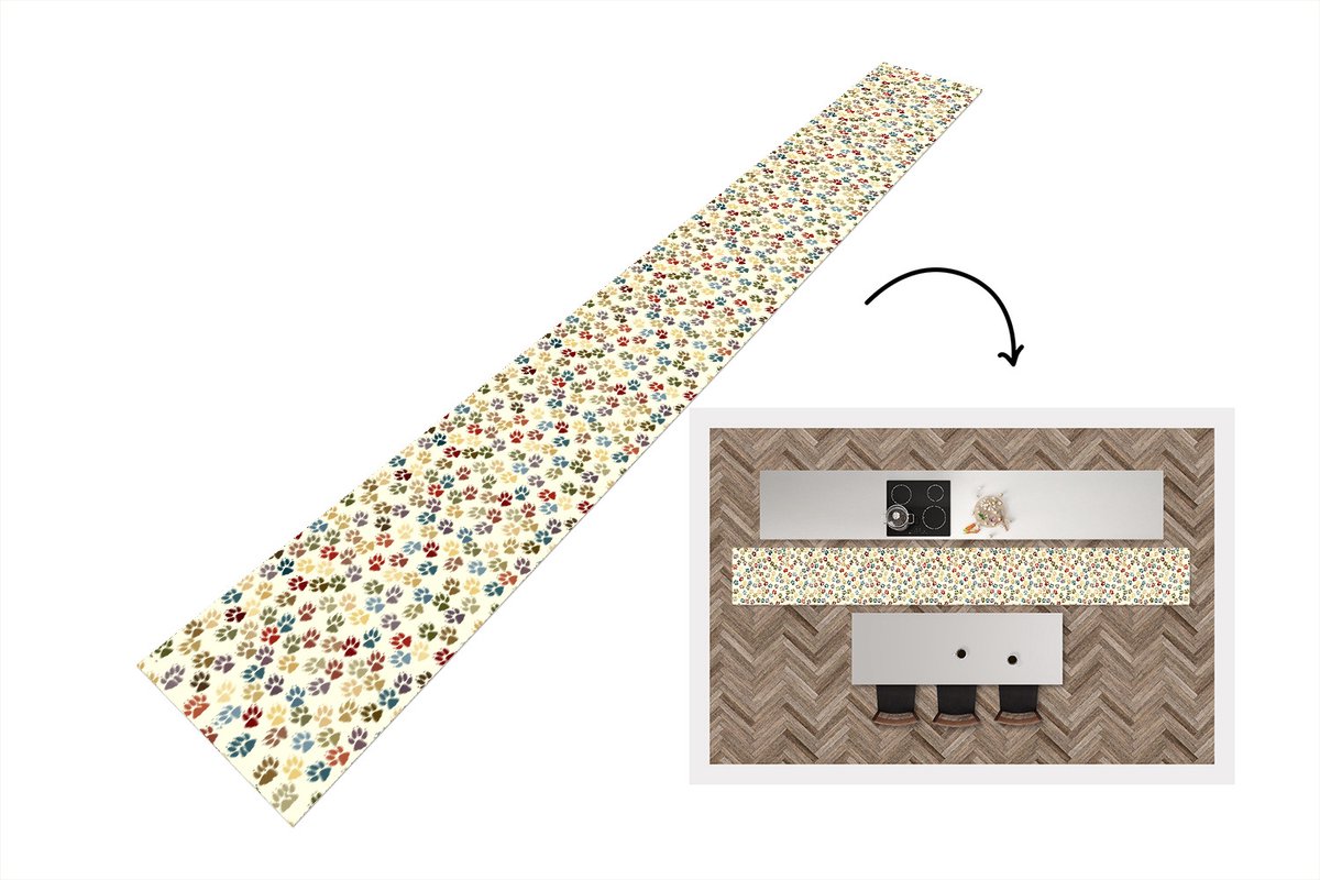 KitchenYeah Keukenloper - Keukenmat - Patronen - Hond - Poten - Keuken vloerkleed multicolor, foto 3