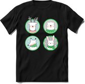 Christmas Buddy Kerst T-shirt | Groen | Jongens / Meisjes | Grappige Foute kersttrui Shirt Cadeau | Kindershirt | Leuke Elf, Rendier, Kerstboom en Kerstballen Ontwerpen. Maat 104