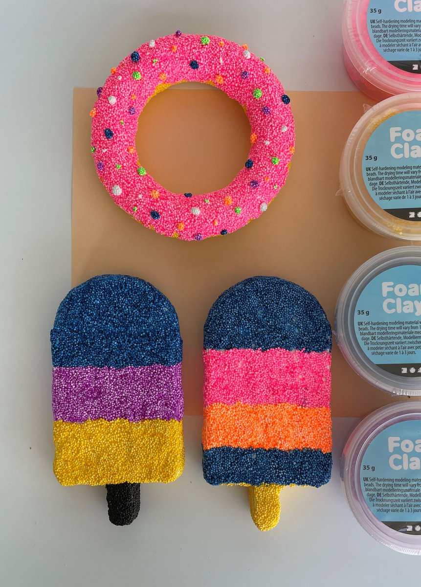 Knutselpakket foam clay ijs + donut