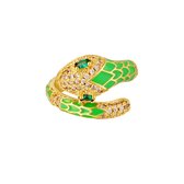 Ring slang - one size- goud+ groen