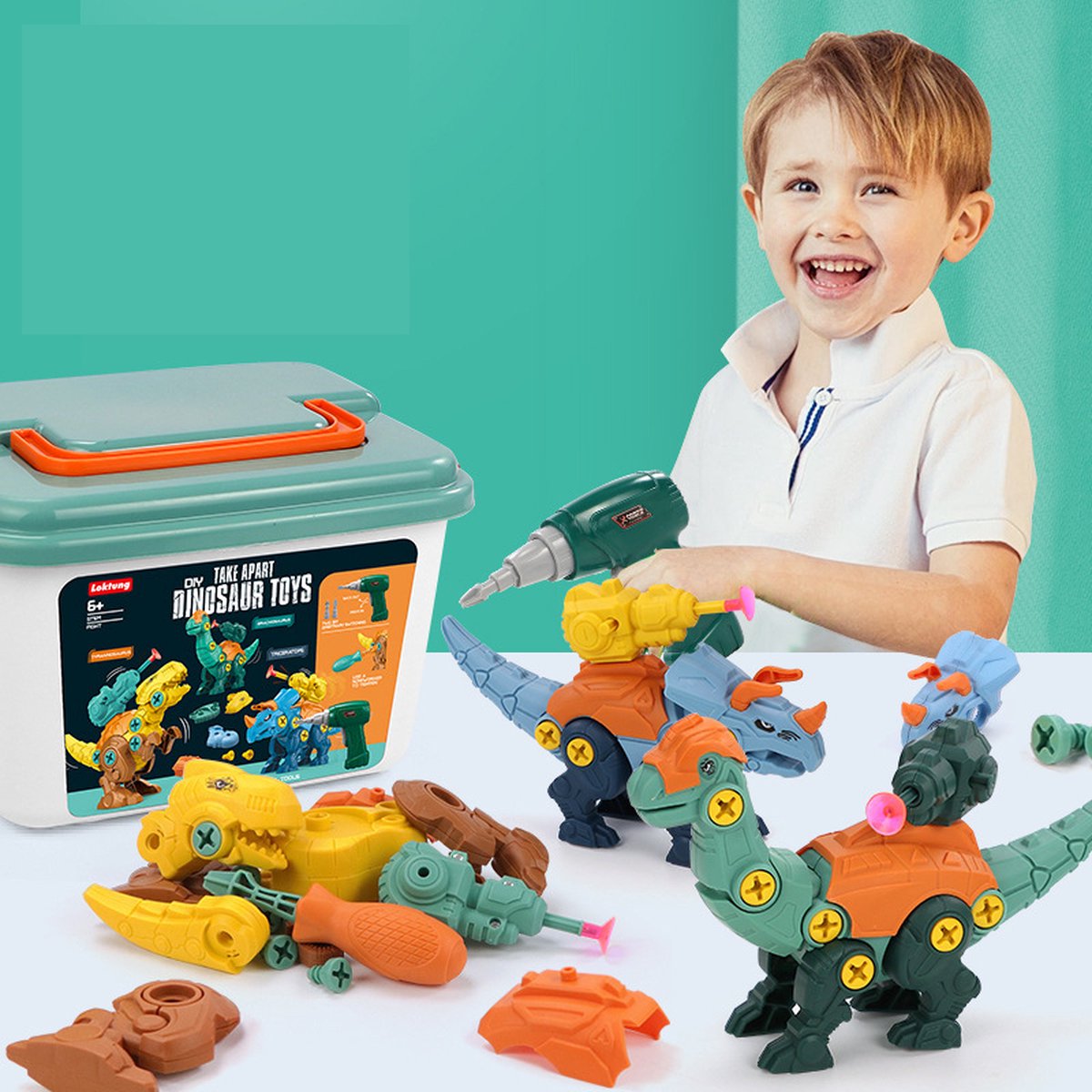 Jouet d'assemblage de dinosaure avec lanceur de flèches 3 Pack De blocs de  construction de dinosaures et boîte de rangement Bons cadeaux pour les  garçons