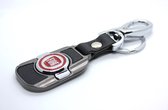 Sleutelhanger Fiat | Leer, Metaal | Karabijnsluiting | Keychain Fiat