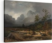 Artaza Canvas Schilderij Landschap bij Naderend Onweer - Willem Roelofs - 120x80 - Groot - Kunst - Wanddecoratie Woonkamer