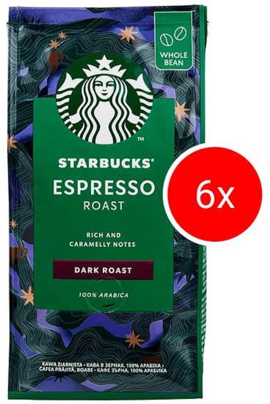 Starbucks Espresso Dark Roast koffie koffiebonen 6 zakken a 200