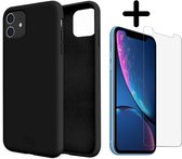 Fooniq Silicone Hoesje Zwart + Screenprotector - Geschikt Voor Apple iPhone 11