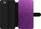 Bookcase Geschikt voor iPhone SE 2020 telefoonhoesje - Glitter - Roze - Design - Abstract - Met vakjes - Wallet case met magneetsluiting