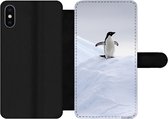 Bookcase Geschikt voor iPhone X telefoonhoesje - Pinguïn - IJs - Winter - Met vakjes - Wallet case met magneetsluiting