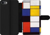 Bookcase Geschikt voor iPhone SE 2020 telefoonhoesje - Compositie A - Piet Mondriaan - Met vakjes - Wallet case met magneetsluiting