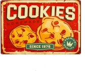 Spreukbord - Cookies Koekjes - Hout - Vintage - Retro - Bord - Tekstbord - Wandbord - Wanddecoratie - Muurdecoratie - Cafe - Bar - Man - Cave