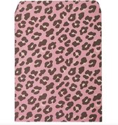 50 stuks cadeauzakje panterprint roze 16.3 x 13 cm