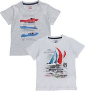 Blue Seven - 2pack - T-shirts - wit - grijs - met print - Maat 116