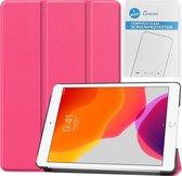 Tablet hoes & 2-Pack Screenprotector geschikt voor iPad 2021 / 2020 / 2019 - 10.2 Inch - Auto Wake/Sleep functie - Magenta