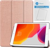 Tablet hoes & 2-Pack Screenprotector geschikt voor iPad 2021 / 2020 / 2019 - 10.2 Inch - Auto Wake/Sleep functie - Rosé-Goud