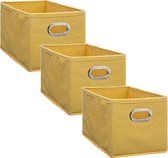 Set van 3x stuks opbergmand/kastmand 7 liter geel linnen 31 x 15 x 15 cm - Opbergboxen - Vakkenkast manden