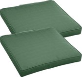 Set van 2x stuks stoelkussens voor binnen/buiten olijf groen 40 x 40 x 4 cm - Water en UV bestendig
