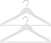 Set van 10x stuks houten kledinghangers wit 44 x 24 cm - Kledingkast hangers/kleerhangers