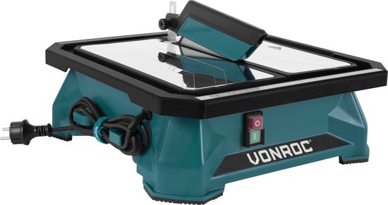 Tegelzaag - VONROC Tegelzaag 650W –Waterkoeling – Incl. 180mm diamant zaagblad, parallelgeleider en verstekgeleider