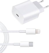 USB-C Adapter Snellader + 1 meter kabel - Geschikt voor Apple iPhone - 13 / 12 - Apple iPad - USB-C Apple Lightning |Snellader iPhone 13 / 12 / 11 / X / iPad / 13 / 12 Pro Max / iP