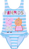 Blauw wit gestreept badpak met franjes - Peppa Pig / 104-110