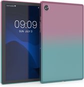 kwmobile hoes geschikt voor Samsung Galaxy Tab A8 10.5 (2021) - siliconen beschermhoes voor tablet - Tweekleurig design - roze / blauw / transparant