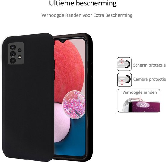 Coque Samsung A13 4G + 2x Protecteur d'écran Privé Samsung A13 4G - Tempered Glass Intimité - Coque Arrière Zwart