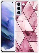 Hoesje Geschikt voor Samsung Galaxy S21 Plus Roze Marmer Mix
