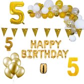 5 jaar Verjaardag Versiering Pakket Goud XL
