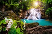 Tuinposter - Waterval Huay Thailand - omgezoomde rand - 120x80cm