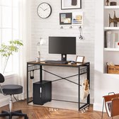 FURNIBELLA - Computertafel, opklapbaar bureau met 8 haken, werkplek, geen gereedschap nodig, industrieel ontwerp, voor thuiskantoor, laptop en PC, vintage bruin-zwart LWD42X
