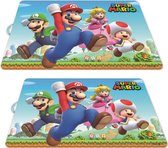 2 Stuks: Placemat voor kinderen Super Mario 40 x 28 cm - Eten en knutsel placemat voor jongens en meisjes