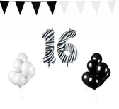 16 jaar Verjaardag Versiering Pakket Zebra