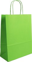 Papieren Draagtassen - Lichtgroen - 22+10x29 - Gedraaide grepen - 50 Stuks