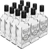 Glazenfles "Bimber" 12 x 500ml - Whisky flesjes 500ml - Glazen fles - Likeurfles - Wodka fles