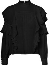 Vero Moda Blouse Vmarisa L/s Frill Blouse Vip 10230745 Black Dames Maat - L