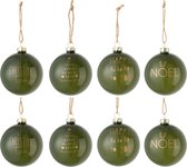 J-Line Kerstballen - glas - groen - 8 stuks