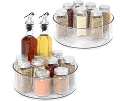 Ronddraaiend Draaiplateau staand - GROOT - Draaischijf - Kruidenrek - Keukenkastorganizer - Lazy Susan Draaiplateau - Kruiden Organizer - Aanrecht Organizer - Draaiplateau Rond - Keuken Opbergers - Gootsteen Organiser - 24 cm - Bwa Commerce