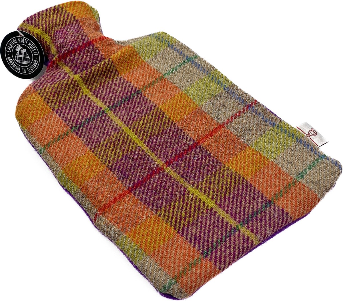 Kruik Paars Oranje - 2 liter - Harris tweed - Handgemaakt in Schotland - Caroline Wolfe Murray