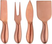 Kaasset | Roségoud | 4 delige kaasset | Kaas mesjes en vork | Kaas accessoires | Keukenbenodigdheden | Keuken accessoires | Cadeau voor kaasliefhebbers | Kaas giftset | Kaasmessen