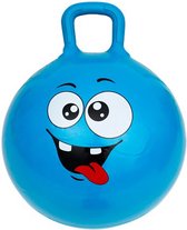 Skippybal smiley blauw 45 cm - Skippybal blauw 45 cm - skippybal blauw - skippybal kinderen - skippybal - skippybal 3 jaar - skippybal grappig gezicht - Hopper bal - springbal 45 c