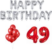 49 jaar Verjaardag Versiering Ballon Pakket Rood & Zilver