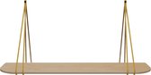 Leren split-plankdragers - Handles and more® - 100% leer - OKERGEEL - set van 2 / excl. plank (leren plankdragers - plankdragers banden - leren plank banden)