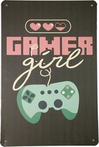 Gamer Girl - Metalen bord - Wandbord - Gameroom - 20 x 30cm - UV bestendig - Decoratie - Cadeau - Eco vriendelijk - Metalen bordje - Wand bord - Snelle levering - Cave & Garden